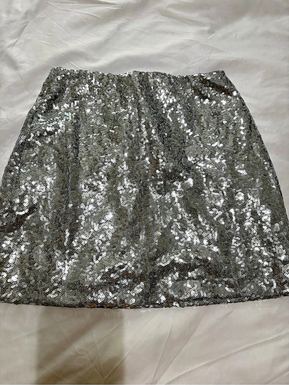 Tipsy Elves Sequin Mini Skirt in Silver Size Small Like New